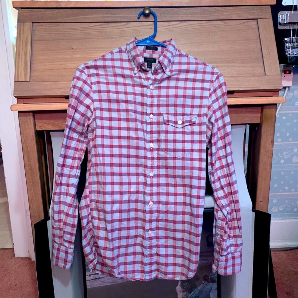 Express Men’s XS SlimFit Blue/Red/Gray Plaid Shirt